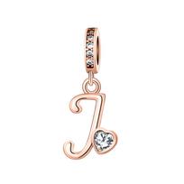 New 26 Az Letter Copper Rose Gold Mini Pendant, Fit Original European Bracelets, Necklaces, Diy Jewelry Pendants