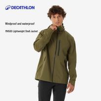Decathlon Men's MH500 Windproof Waterproof Hiking Jacket L alyvuogių žalios spalvos
