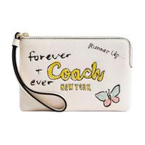Coach Corner Zip 16 Sketch Print Pebble Leather Wallet Women wallet Gold Multicolor CAQ54-IMCAH Gold & Chalk Multicolor