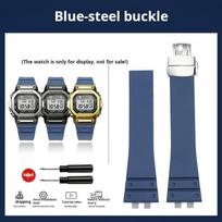 For G-shock CASIO gmw b5000 watch strap 3459 small squares gmw-b5000 Fluoro rubber men watchband Can cut short Replace bracelet For GMW-B5000