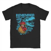 Vintage Remember Who are You Dinosaur Chicken Funny Meme 100 Cotton T Shirt For Men Summer  Classic TShirts ONeck Hippie Tees S