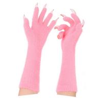 Realistic Animal Claw Gloves For Halloween Costume With Long Nails Premium Nylon Glove Practical Flexible Design rožinė