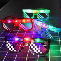 Personality Creative Pixel Mosaic Glowing Sunglasses Funny Sparkle Toys Glasses Adult Children Decoration Photography Props Gift