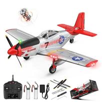 WLtoys XK A280 RC lėktuvas, P51 Mustang 4 kanalų RC lėktuvas su apšvietimu, 6G/3D šepetėlių neturintis nuotolinio valdymo lėktuvas, tinkamas suaugusiems raudona