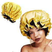 Cap Adjustable Silk Satin Bonnet Women Silk Night Sleep Hats Double Layer Head Cover Custom Shower Cap Custom Sleeping mėlyna