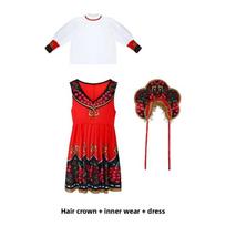 Chinese Ethnic Childrens Costume For Halloween Stage Performance With Polyester Fabric For Girls And Boys S raudona
