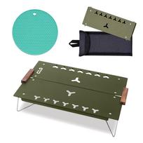 Camping Solo Folding Low Assembly Silicone Pot [Vivrella] Table, Table, Lightweight, Compact, One-Touch [Includes Holder/Storage Bag] (Army Green)