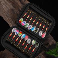 1 rinkinys Ultimate Angler's 16 vnt. Metalinių suktukų rinkinys - Realistiški, patvarūs šaukšteliniai masalai lydekoms ir gėlavandeniams žuvims, nereikia įkrauti 1 set 16pc juoda