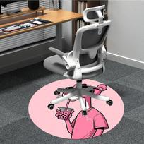 1pc Pink Panther Bubble Tea Office Round Area Rug, Under Office Chairs Bedroom Living Room Home Decor, Available in Various Sizes 80cm by 80cm gray
