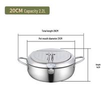 Japanese-Style Stainless Steel Tempura Fryer with Temperature Control and Double Ear Handles 201 Stainless Steel