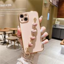 Love Plush Bracelet Beauty Princess Luxury Plating Soft TPU Phone Case Cover for iPhone 17 16 15 14 13 12 11 Pro Max Plus For iPhone 16&Small Lens Hole&Opp Bag rožinė