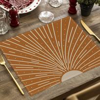 4/6/8pc Boho Vintage Linen Placemats Mid Century Terracotta Sunburst Design Table Mats Heat Resistant Kitchen Dining Place Mats 4pcs