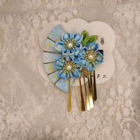 Tassels Japanese Kimono Headwear Sakura Kimono Hair Clip All-match Tassel Fan Hairpin  Children mėlyna