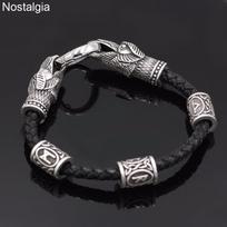 Nostalgia Odino Varno Odinė Vikingų Apyrankė Vikingų Aksesuarai Skandinaviškas Rūninis Rūnos Karoliukas Individualūs Šiaurės Papuošalai 19cm black