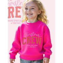 Girls' Christmas Team: Uplifting Spirits Together Printed Long Sleeve Crewneck Sweatshirt - Cozy Casual Pullover Top 110 rožinė raudona spalva