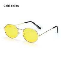 Small Frame Steampunk UV400 Gradient Mirror Glasses Men's Shades Oval Sunglasses Sun Glasses Gold-Yellow