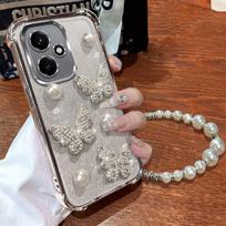 Honor400 Luxury Pearl Butterfly Bracelet Shockproof Plating Case For Honor 400 200 Pro 200 300 100 90 80 70 60 50 SE Cover For Honor 400