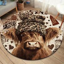 Leopard-patterned animalsRound Area Rug,Carpet Rug for Living Room Bedroom Sofa Playroom Decor,Non-slip Floor Mat 80cmx80cm
