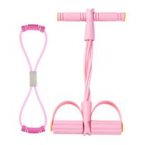 Pedal Resistance Band with Handle 6-Tube Pedal Ankle Puller Elastic Sit-up Pull Rope Men Women Yoga Pedal Workout Band Exercise Equipment rožinė