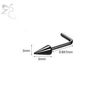 ZS 1PC 20G Spike Nose Ring Stainless steel Nose Stud Black Color Cone Nostril Piercing L-Shaped Seputm Nose Hole Body Piercings