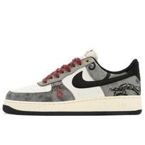 Nike Air Force 1 Dragon Pattern Jade Ring Abrasion Resistant Slip Resistant Low top Skateboard Shoes Men's Black Gray HQ4987-010(TeamA-) 42 gray