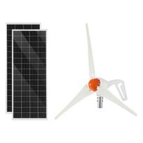 12V 400W Saulės ir Vėjo Jėgos Rinkinys, 2 vnt. 100W Monokristaliniai Saulės Skydeliai + 200W Vėjo Turbina + MPPT Vėjo/Saulės Hibridinės Sistemos Valdiklis Namams, Kemperiui, Valtis