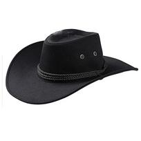 Nylon PU Fur Cowboy Hat Western Rope Wrapped Knight Hat for Fishing Tourist Accessory One Size juoda
