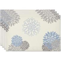 Dahlia Pinnata Flower Burlap Rectangular Place Mat Set Modern Farmhouse Table Decor for Kitchen Dining Home Party Indoor Outdoor 4pcs