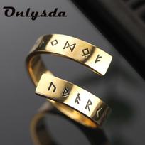 Stainless Steel Odin Norse Viking Amulet Rune Men Ring Fashion Words Retro Rings Jewelry Couple Valentine's days Wedding Gift 6 auksas