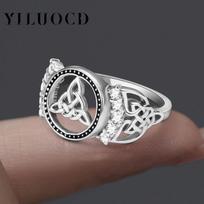 Thai Silver Celtic Knot Ring for Women Sparkling Zirconia Witch Knot Rings Original Jewelry Gifts for Couples 6 balta