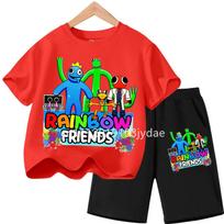 Kids Rainbow T-shirt Friends Girls Boys Clothes Summer Short Sleeve Tshirt Set Cartoon Tee Tops Game Anime Shirts Camiseta 100