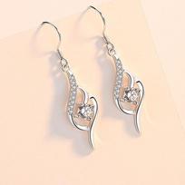 Fall in Love at First Sight Earrings 999 Pure Silver Earrings Eardrops Long Elegant Earrings 999
