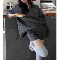 Autumn Winter New Two Piece Set Knitted Sweater Women Fashion Casual Slim Fit Elegant 2 Piece Pullovers Sweaters Women Long Sleeve Solid Jumpers 25517 One Size pilka spalva