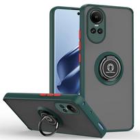 Armor Matte Case For OPPO Reno 10 Pro Plus 5G Cover Ring Magnetic Holder Stand Reno10 Shockproof Coque Fundas For Reno 10 5G tamsiai žalia spalva