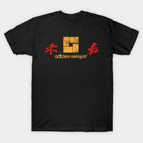 Men Black Print T-shirt Golden Harvest No-Cut Transfer Paper Print Cotton Tshirt XL juoda