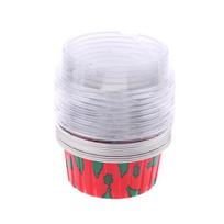 10Pcs Air Fryer Tinfoil Box Small Baking Tray Tinfoil Cups Reusable Round Aluminum Foil Tin Cup With Lids Pudding Cake Mold