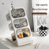 Daugiasluoksnis kavos, arbatos ir užkandžių laikymo organizatoriaus dėžutė Tea Bag Storage Box Small gray