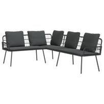 L formos sofa juoda 231x173x78 cm poliratanas