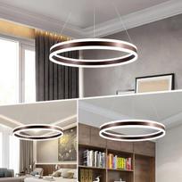 Modernus LED pakabinamas šviestuvas apvalus reguliuojamas stilingas rudas 60 cm — svetainės apšvietimas, stalo šviestuvas, lempos su pulteliu, miegamojo led apšvietimas, reguliuojamas lubų šviestuvas
