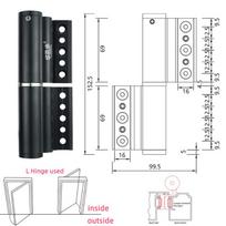 Modern Europe Type Hydraulic Soft Self-Closing Closer Multi-Functional Matte Black 3mm Thick Aluminum Casement Glass Door Hinge juoda