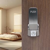 Trending Sales Aluminum Push Pull Door Handle Combines Silent Flipped Latch with Lock Set for Internal Wood Door (as the picture,Aluminum)