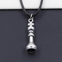 New Black Leather Cord Choker Chess King Queen Rook Knight Bishop Pawn Charm DIY Necklace Tibetan Pendant