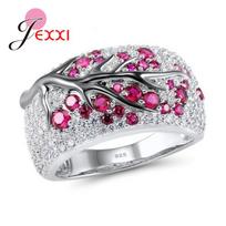 Big Promotion Plum Flower Chart Rings For Women High Quality 925 Silver Rings Super Nice Fashion Jewelry For Gift 5 raudona