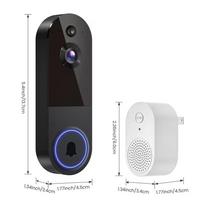 Smart Wireless 1080P IP65 Waterproof Video Doorbell Night Vision Two-way Talk Motion Detection Cloud Storage 2.4GHz WiFi Battery (Black,Wi-Fi) juoda