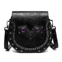 Johnature Retro Rivet Chain Moteriškas Krepšys Madingas Punk Universalus Juodas Didelės talpos Moteriški odiniai pečių ir Crossbody krepšiai juoda