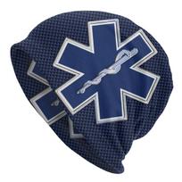 EMT Star Of Life Skullies Beanies Hat Paramedic Medic Autumn Winter Unisex Outdoor Cap Warm Dual-use Bonnet Knit Hat One Size gray
