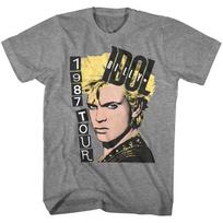 Billy Idol Tour 1987 Pop Art Gray Cotton T Shirt Full Size S-5XL Unisex T-Shirt M