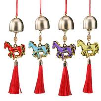 Chinese New Year Horse Pendant 2026 Feng Shui Zodiac Animal Charm Hanging Tassel Ornament with Bell for Fortune Wealth
