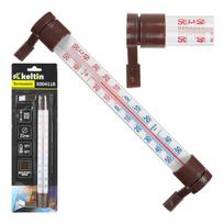 Keltin lauko langų termometras K00411B, -50°C iki +50°C, 233 mm ilgis, 24 mm plotis, rudas, montavimo rėmas