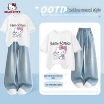 Hello Kitty Girls' Summer T-Shirt & Jeans Set 140